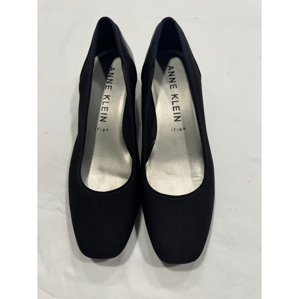 Anne Klein iFlex Wisher2 Black Wedge Pumps Square Toe Patent Heel 9.5M - Picture 3 of 8